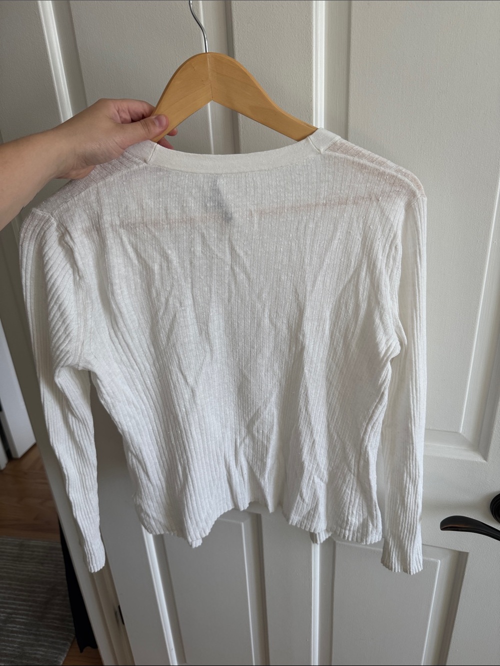 James Perse White Ribbed Open-Front Cardigan - Picture 6 of 6